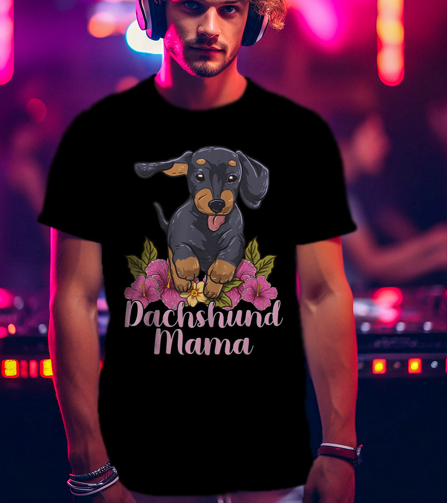 Dachshund Mama Mom Wiener Doxie Dachshund Lover Owner Floral T-Shirt