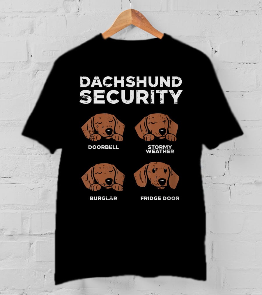 Dachshund Security Doorbell Stormy Weather Burglar Fridge Door Wiener Dog Lover Owner T-Shirt