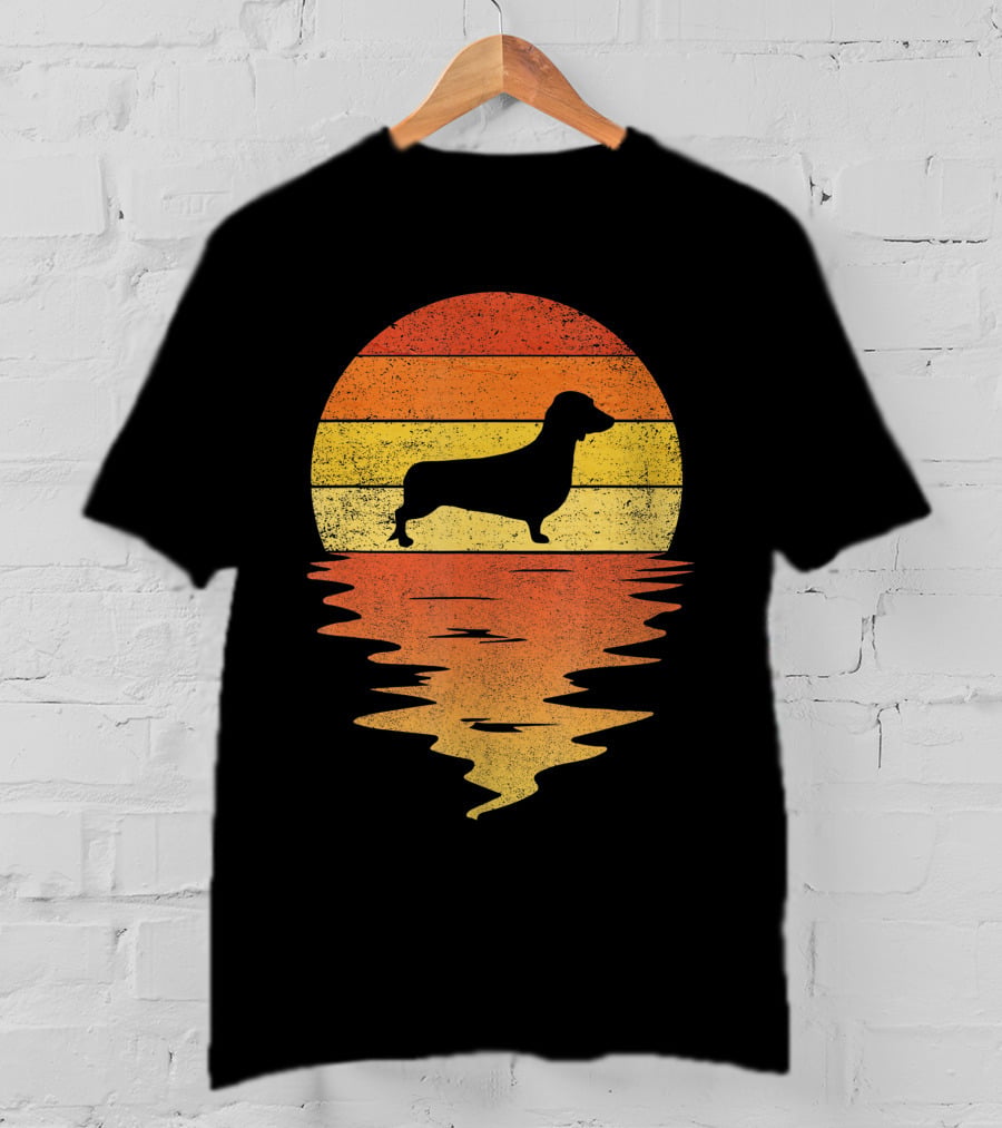 Dachshund Retro 70s Vintage Sunset T-Shirt