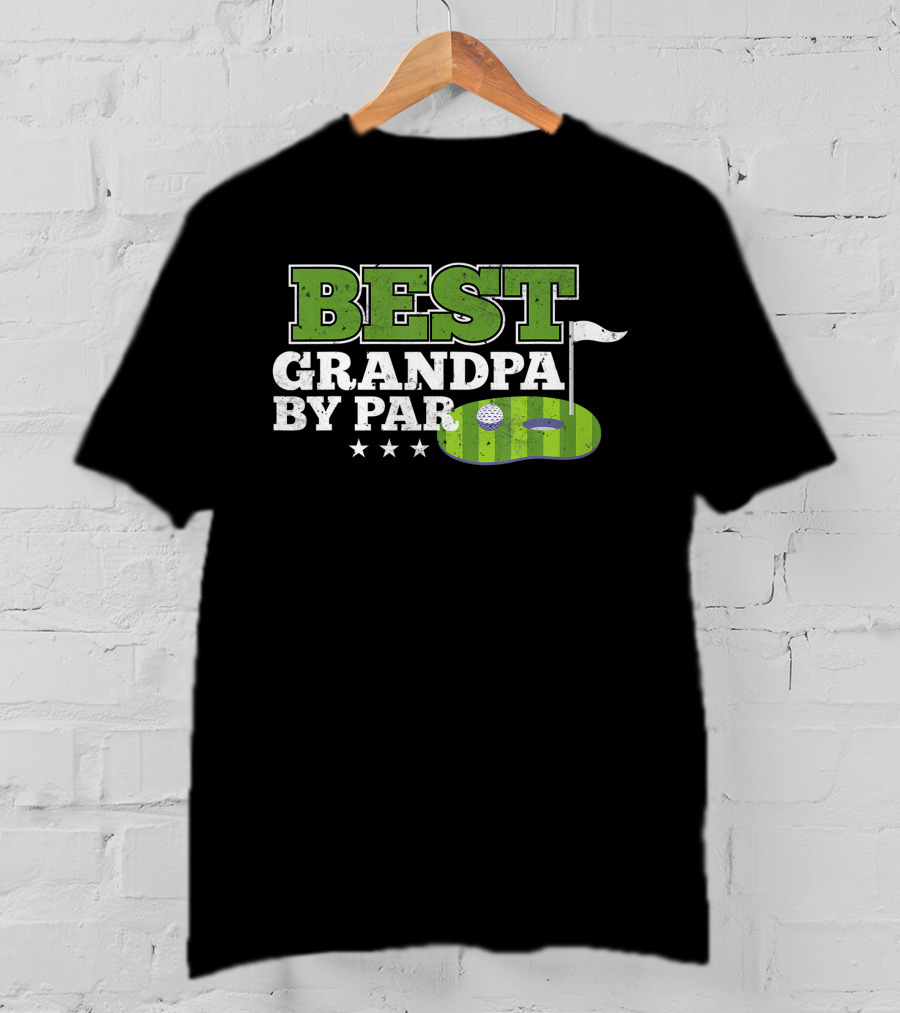 Best Grandpa By Par Golf Sports Lover Grandpa Golf Flag Stars T-Shirt