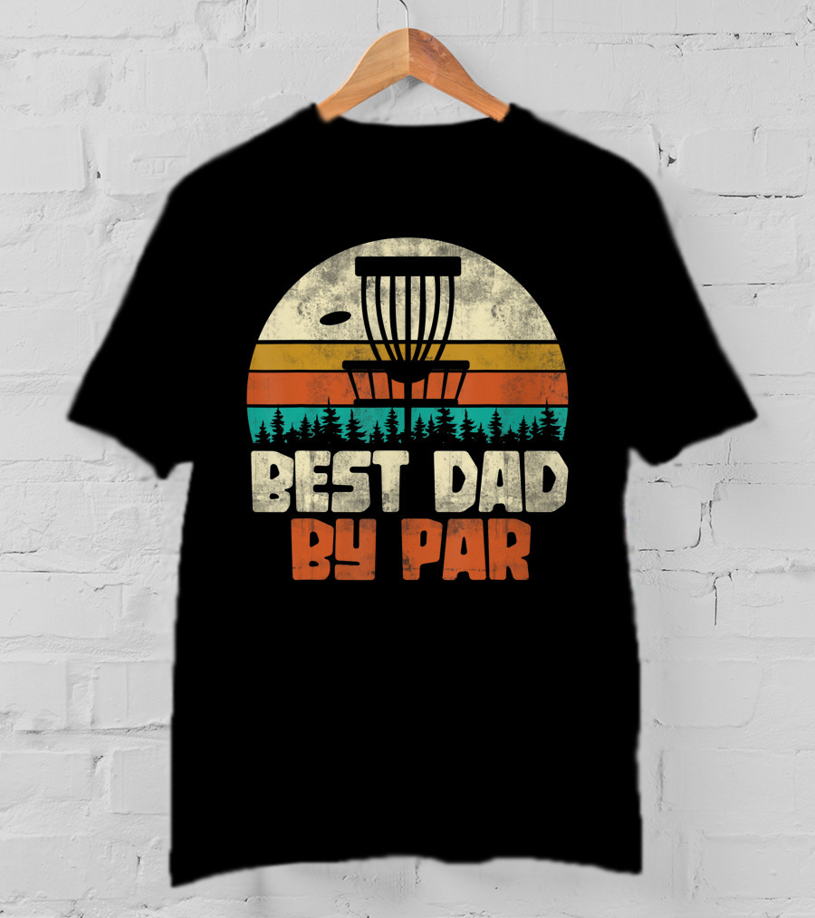 Best Dad By Par Vintage Disc Golf Forest Scene T-Shirt