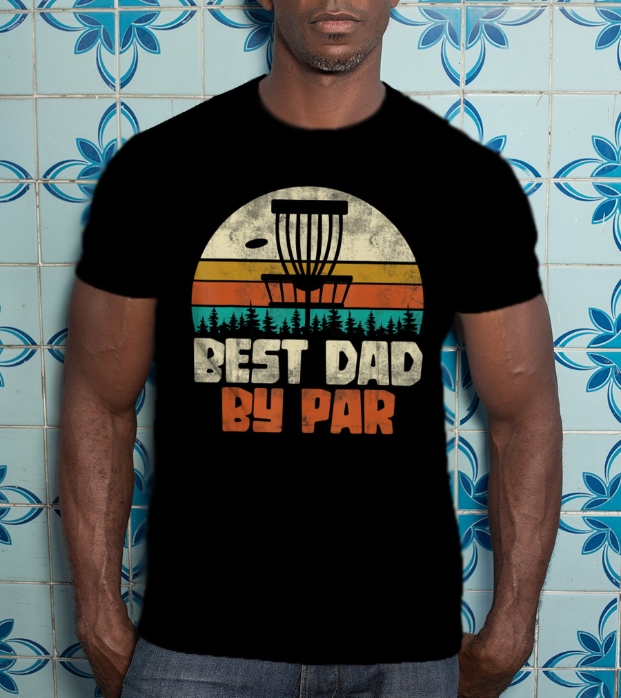 Best Dad By Par Vintage Disc Golf Forest Scene T-Shirt