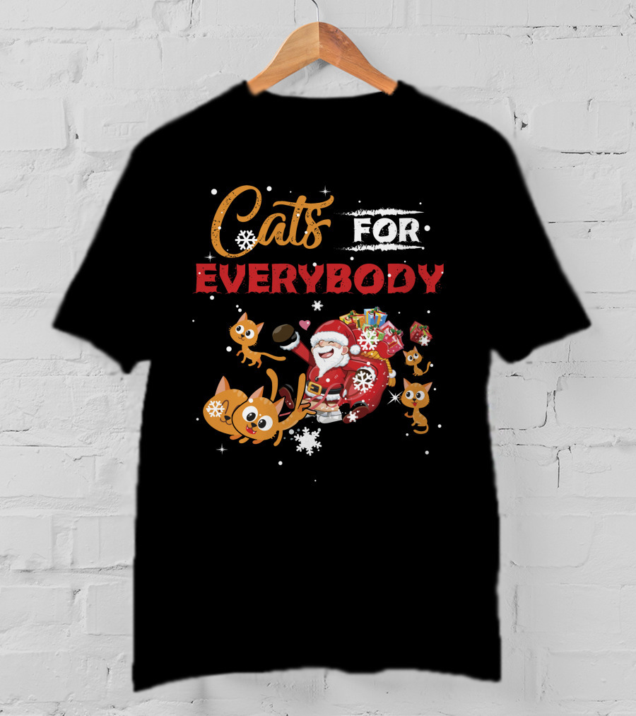 Cats For Everybody Christmas Santa With Cute Cat Lover T-Shirt