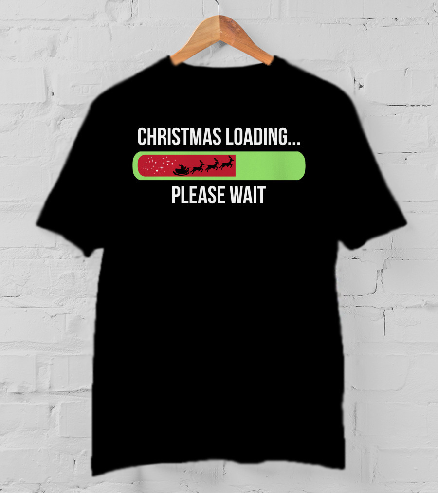 Christmas Loading Please Wait Santa Sleigh T-Shirt