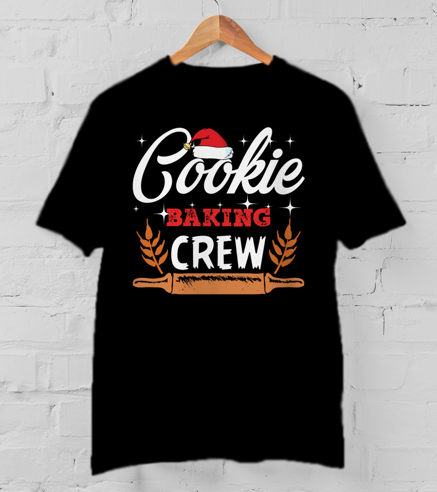 Cookie Baking Crew Christmas Holiday Santa Hat Rolling Pin T-Shirt