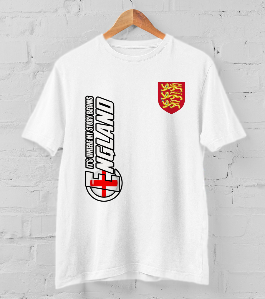 England It's Where My Story Begins Three Lions Crest T-Shirt