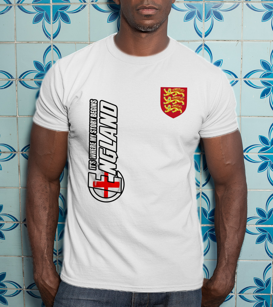 England It's Where My Story Begins Three Lions Crest T-Shirt
