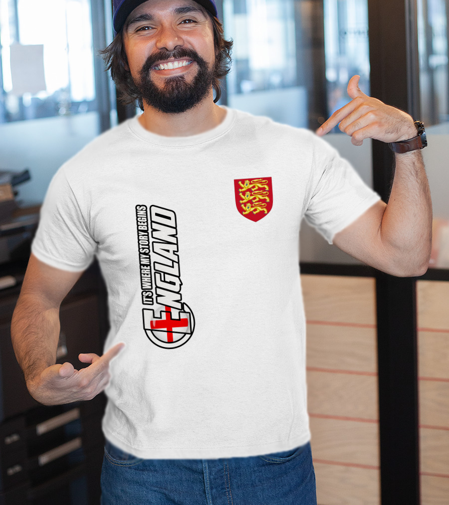 England It's Where My Story Begins Three Lions Crest T-Shirt