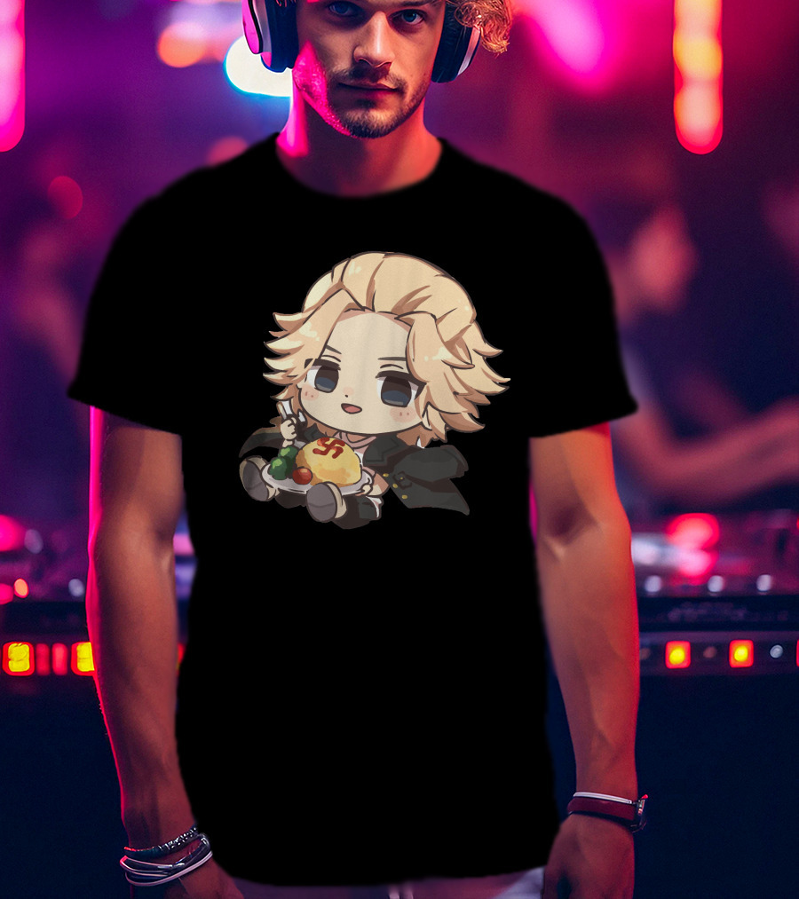 Mikey Holding Omurice Dish Tokyo Revengers Chibi Character T-Shirt