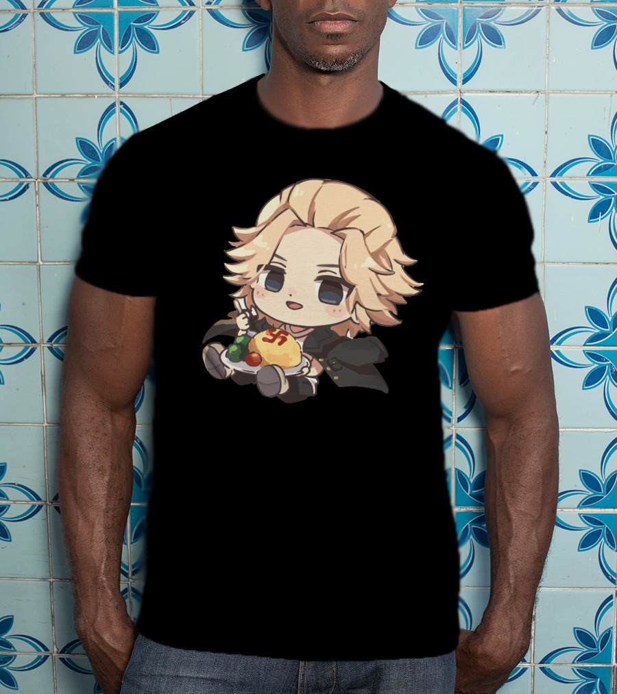Mikey Holding Omurice Dish Tokyo Revengers Chibi Character T-Shirt