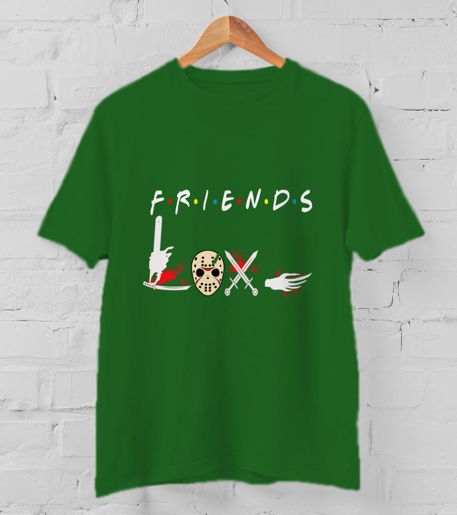 Friends Halloween Horror Icons Freddy Jason Masquerade T-Shirt