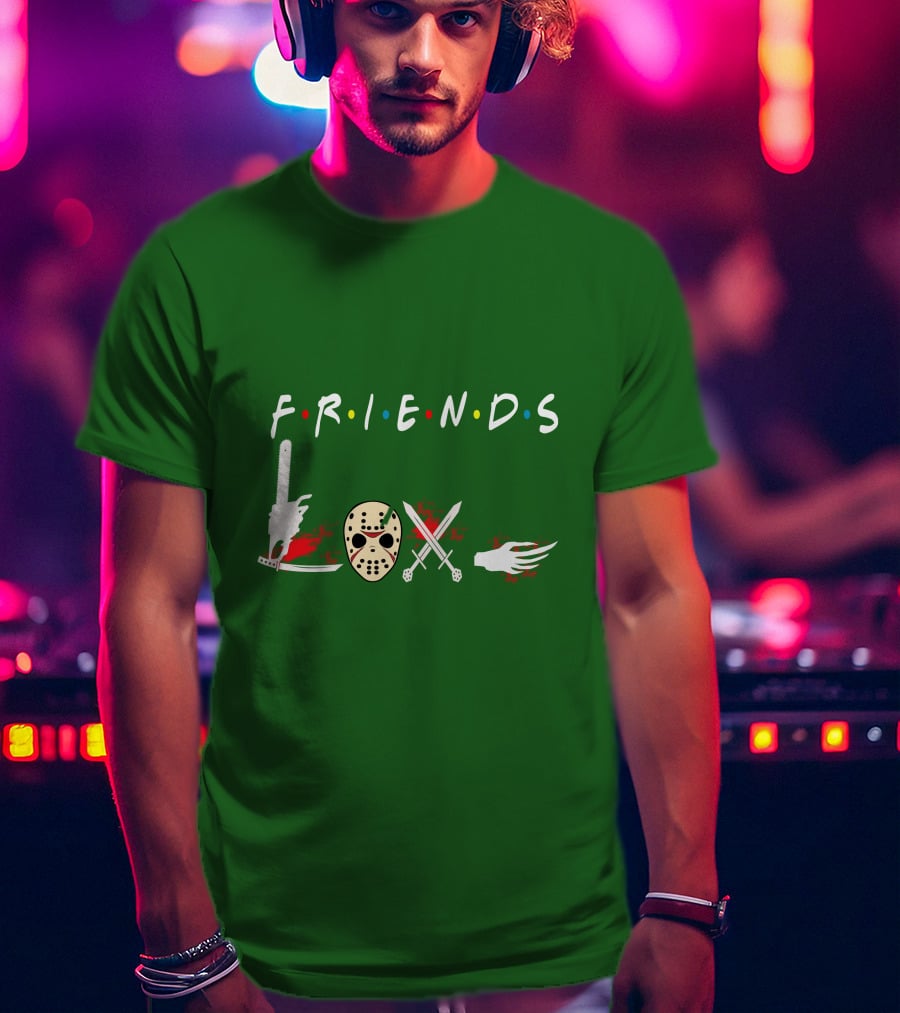Friends Halloween Horror Icons Freddy Jason Masquerade T-Shirt