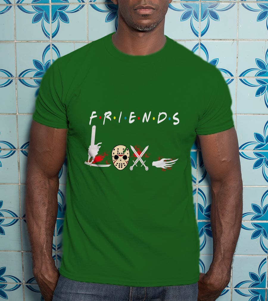 Friends Halloween Horror Icons Freddy Jason Masquerade T-Shirt