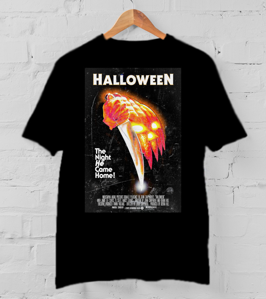 Halloween The Night He Came Home Knife Pumpkin Mask T-Shirt