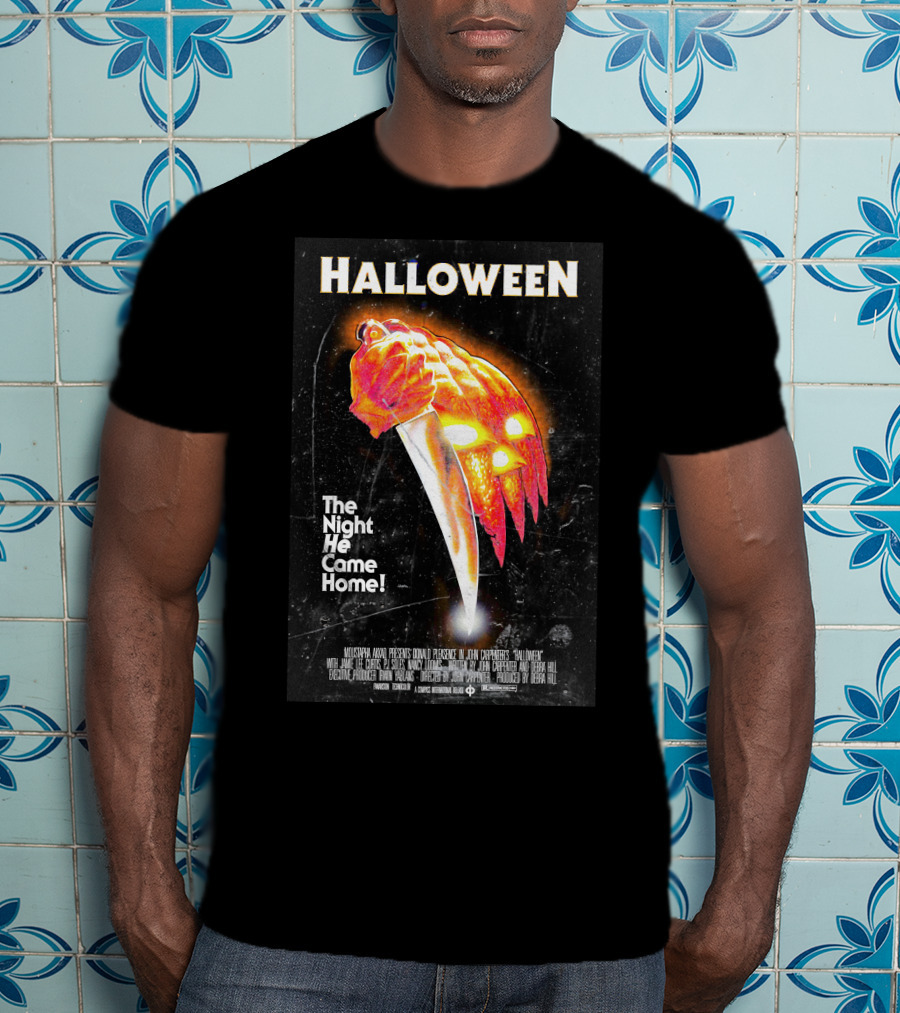 Halloween The Night He Came Home Knife Pumpkin Mask T-Shirt
