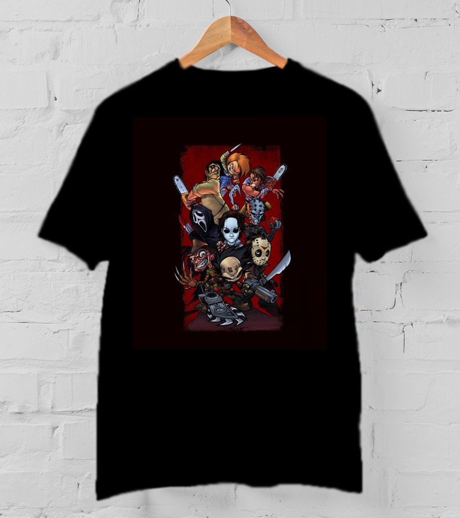 Horror Movies Iconic Characters Animated Group T-Shirt