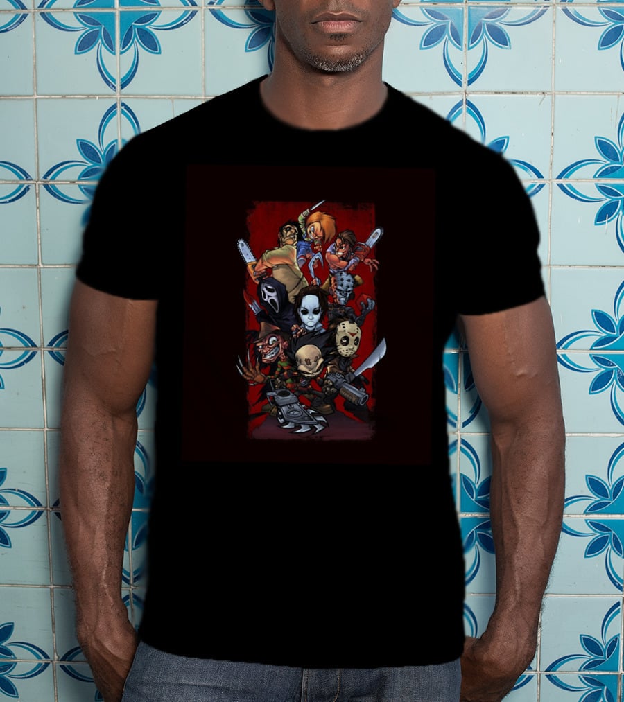 Horror Movies Iconic Characters Animated Group T-Shirt