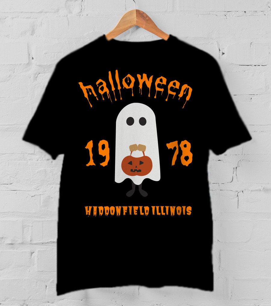 Halloween 1978 Ghost With Pumpkin In Haddonfield Illinois T-Shirt