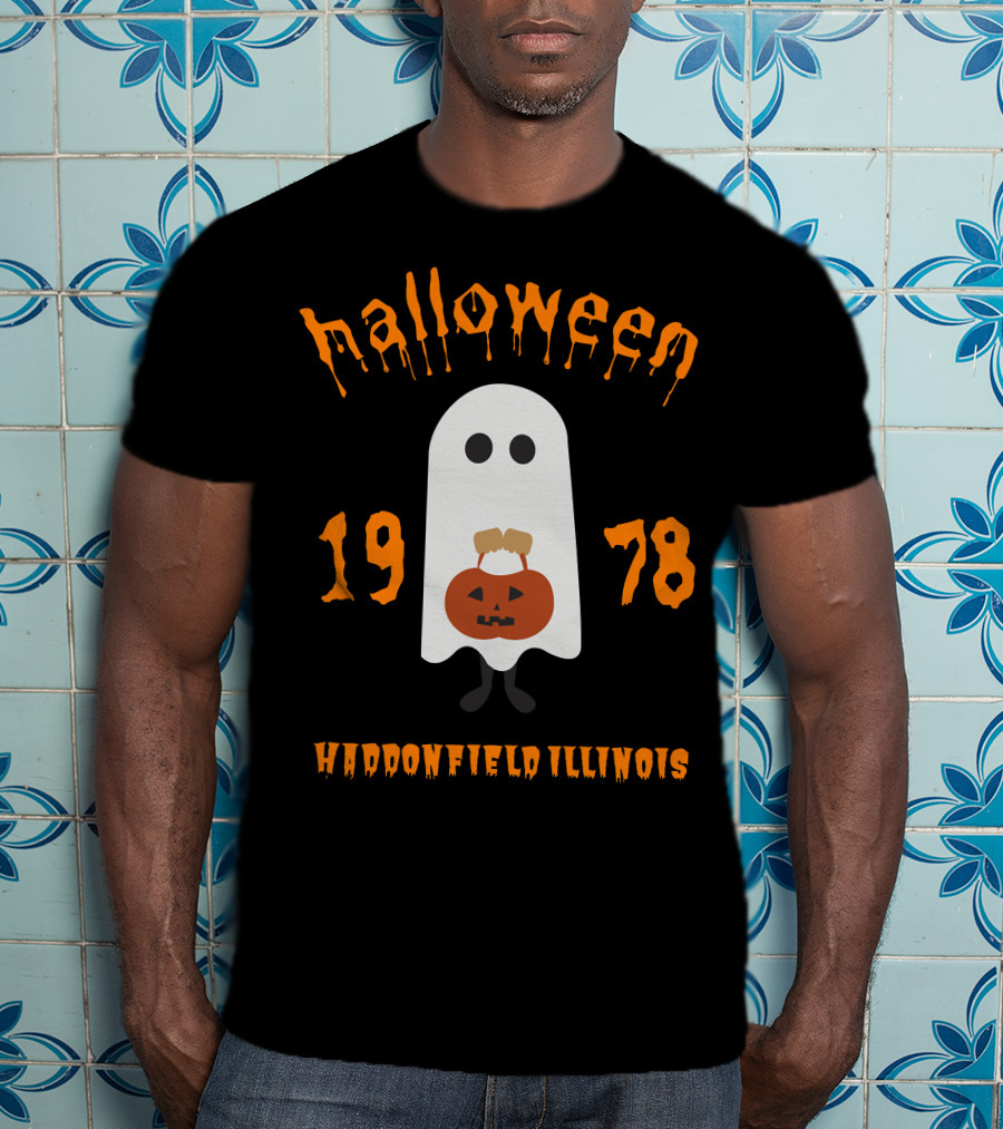 Halloween 1978 Ghost With Pumpkin In Haddonfield Illinois T-Shirt
