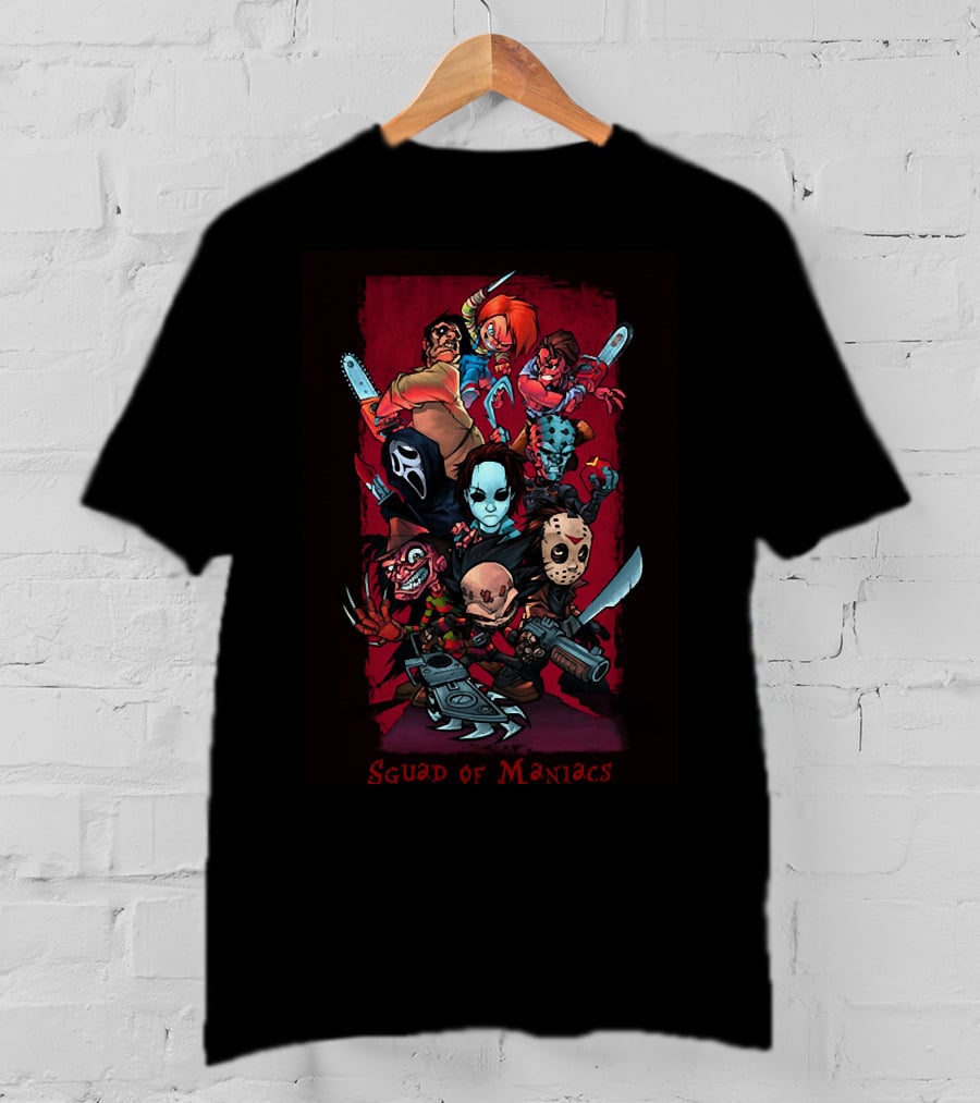 Squad Of Maniacs Horror Icons Together T-Shirt