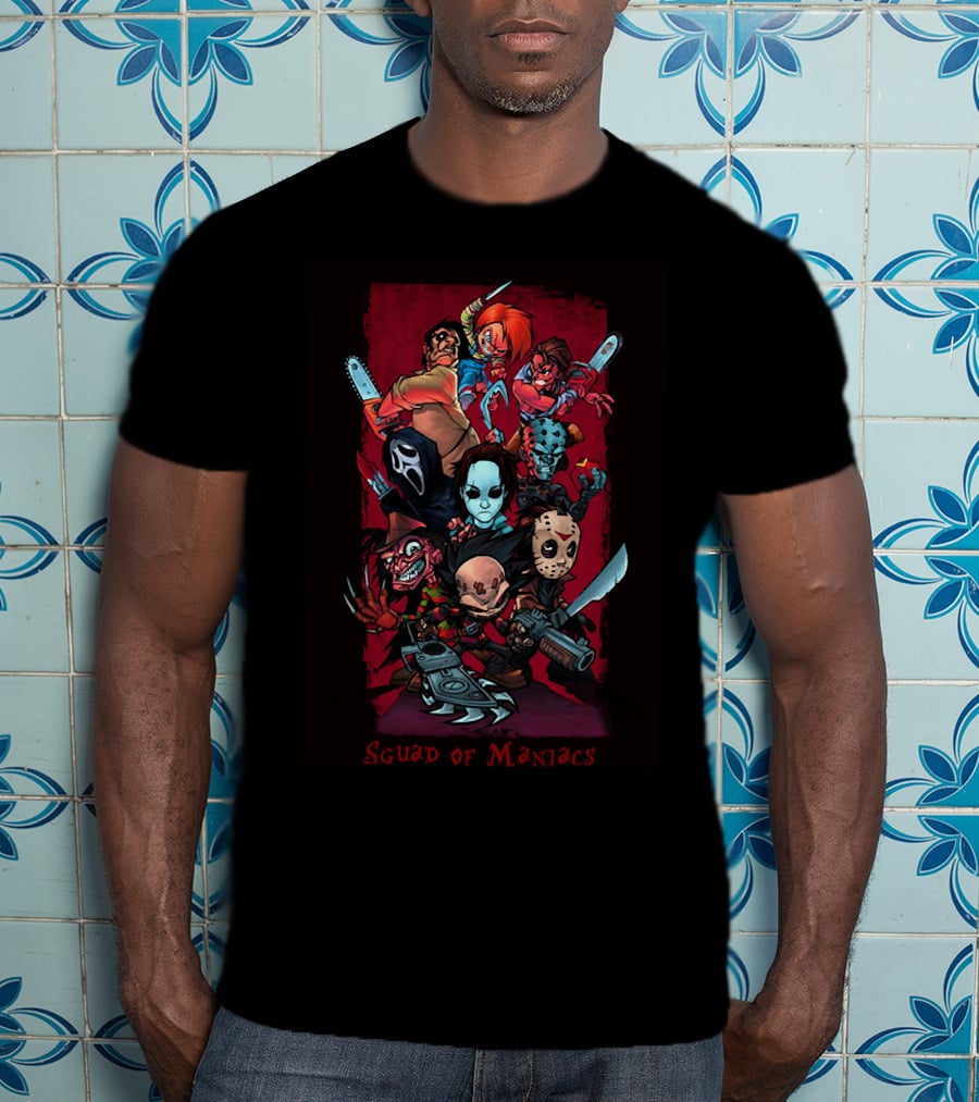 Squad Of Maniacs Horror Icons Together T-Shirt