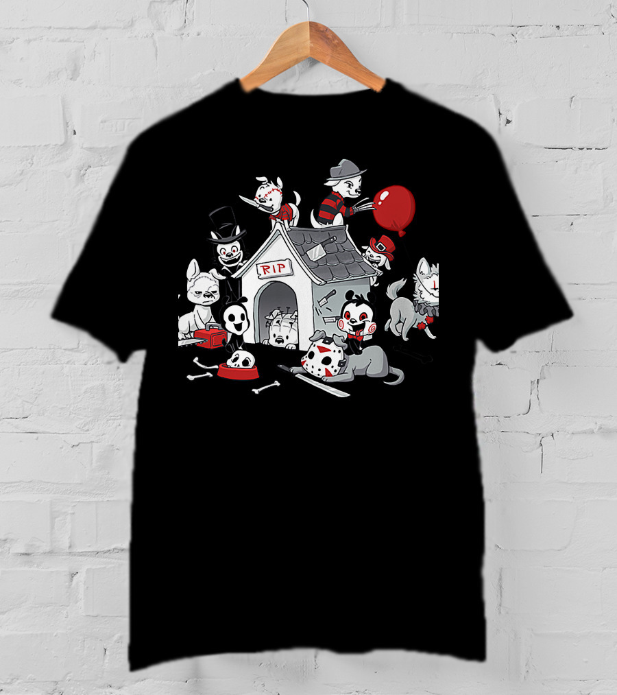 RIP Horror Dogs Icons With Mask And Balloon T-Shirt