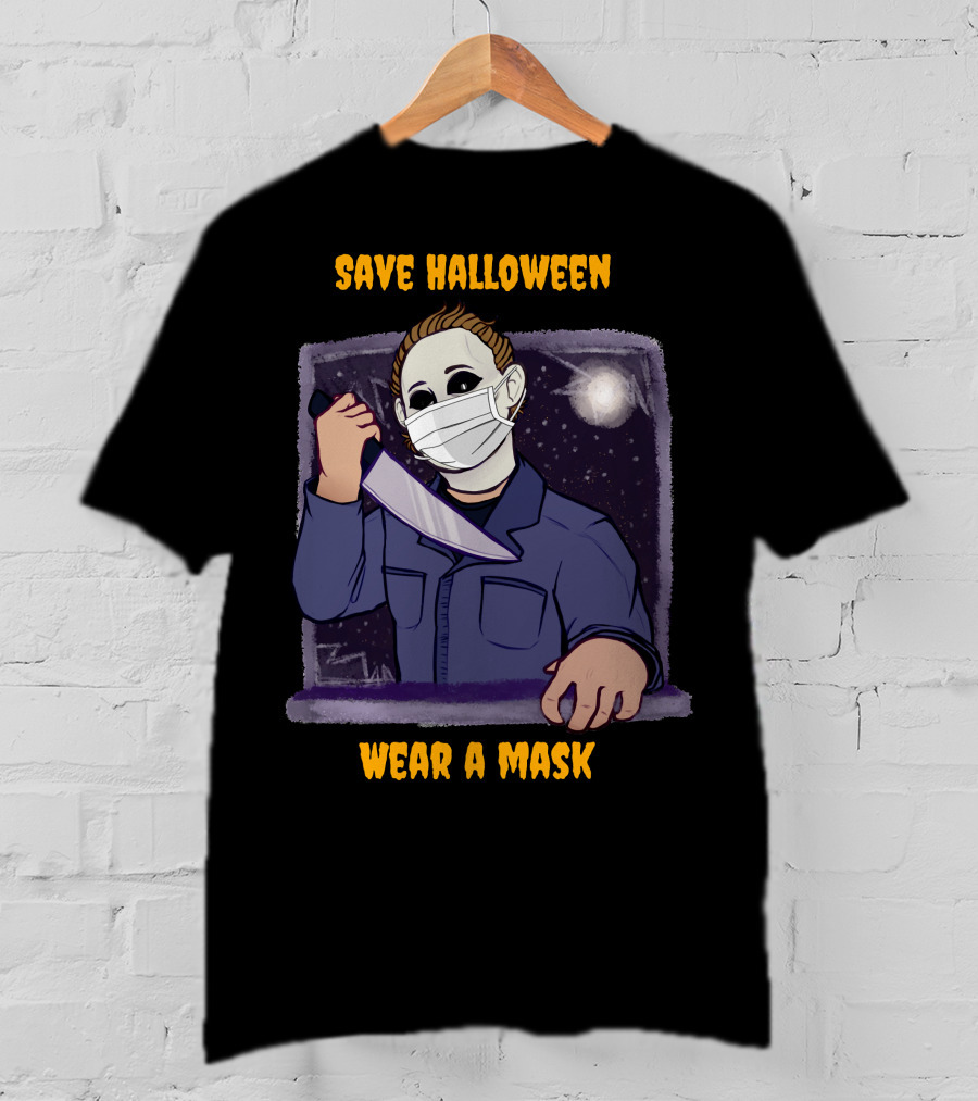 Michael Myers Save Halloween Wear A Mask Horror Knife Scene T-Shirt