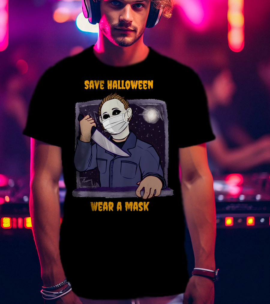 Michael Myers Save Halloween Wear A Mask Horror Knife Scene T-Shirt