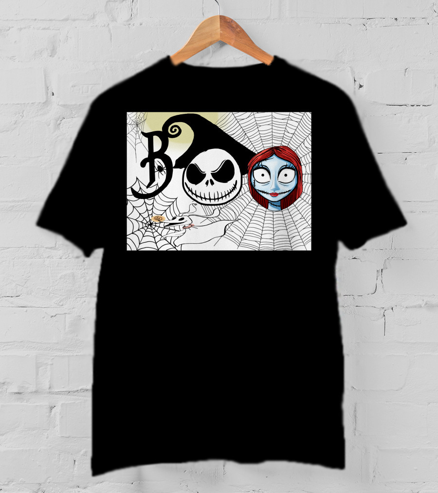 Jack And Sally Boo Halloween Nightmare Web T-Shirt