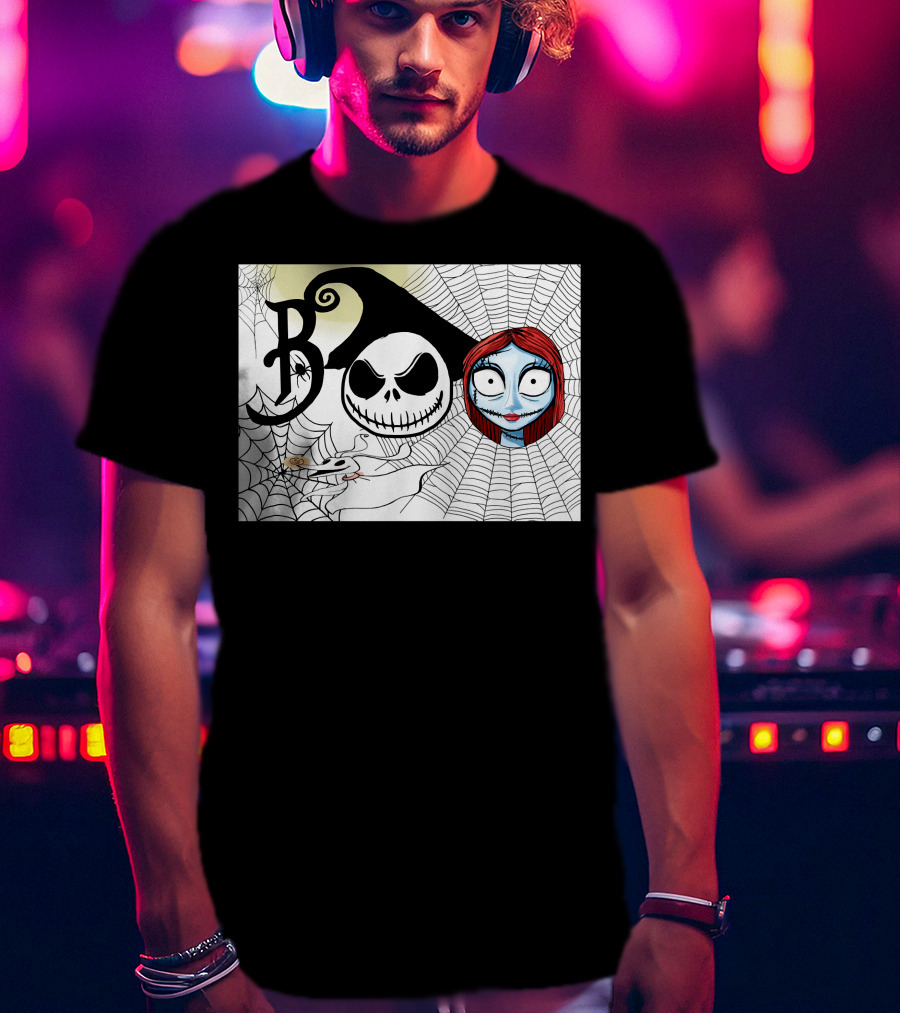 Jack And Sally Boo Halloween Nightmare Web T-Shirt