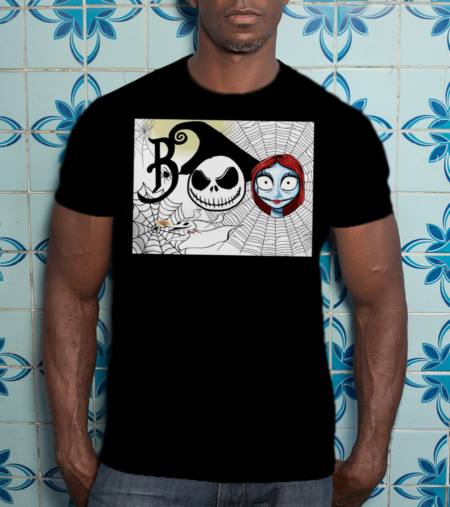 Jack And Sally Boo Halloween Nightmare Web T-Shirt