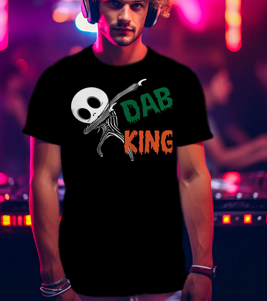 Dab King Skeleton Character In Striped Suit T-Shirt