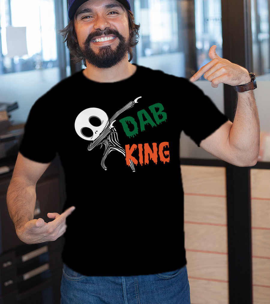 Dab King Skeleton Character In Striped Suit T-Shirt