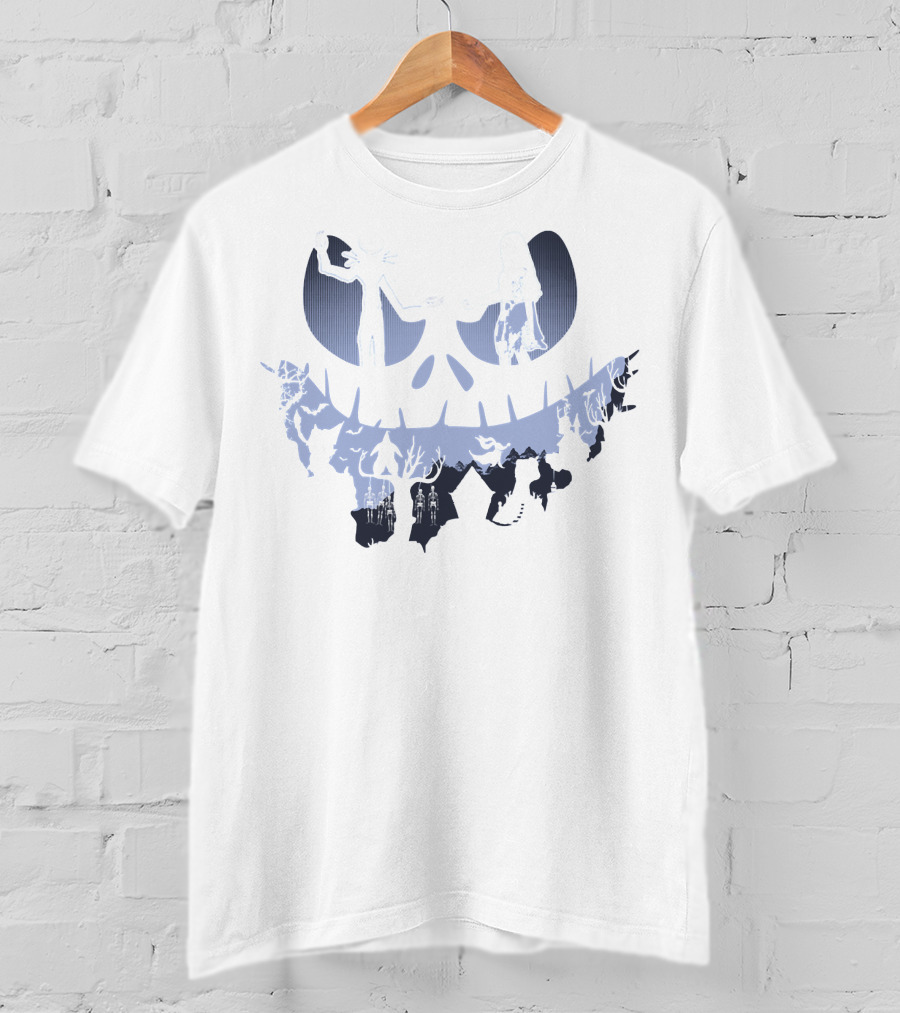 Jack Sally Oogie And Zero Nightmare Characters In Moonlit Scene T-Shirt
