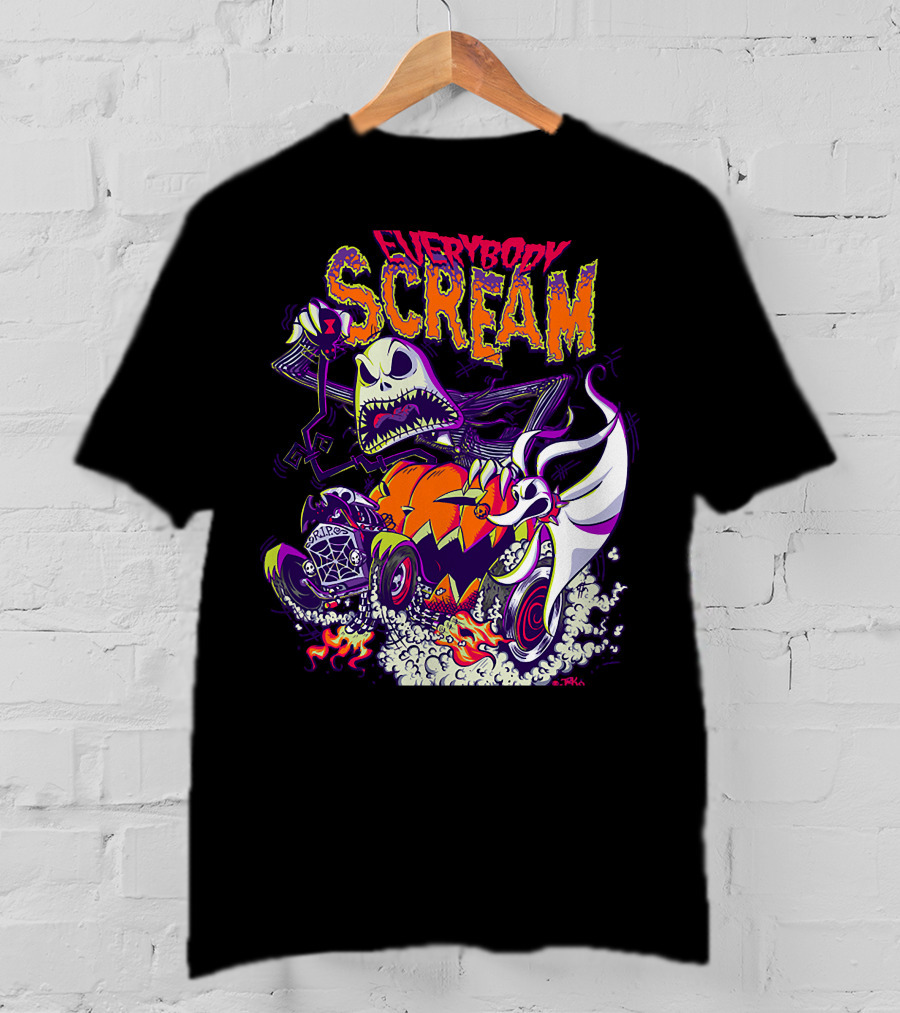Jack Skellington Everybody Scream Halloween Rides Ghost Dog T-Shirt