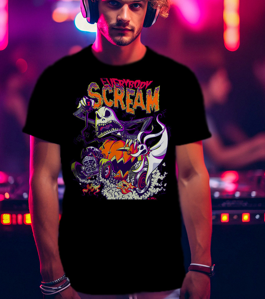 Jack Skellington Everybody Scream Halloween Rides Ghost Dog T-Shirt