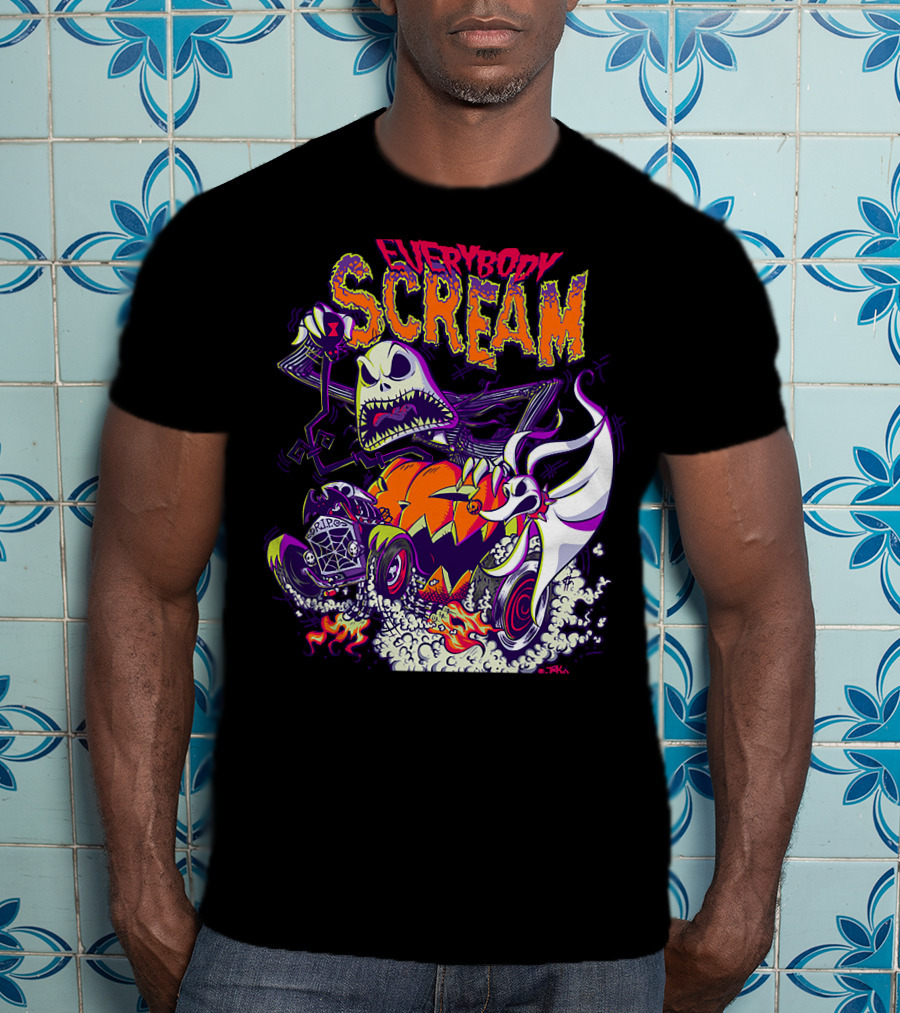 Jack Skellington Everybody Scream Halloween Rides Ghost Dog T-Shirt