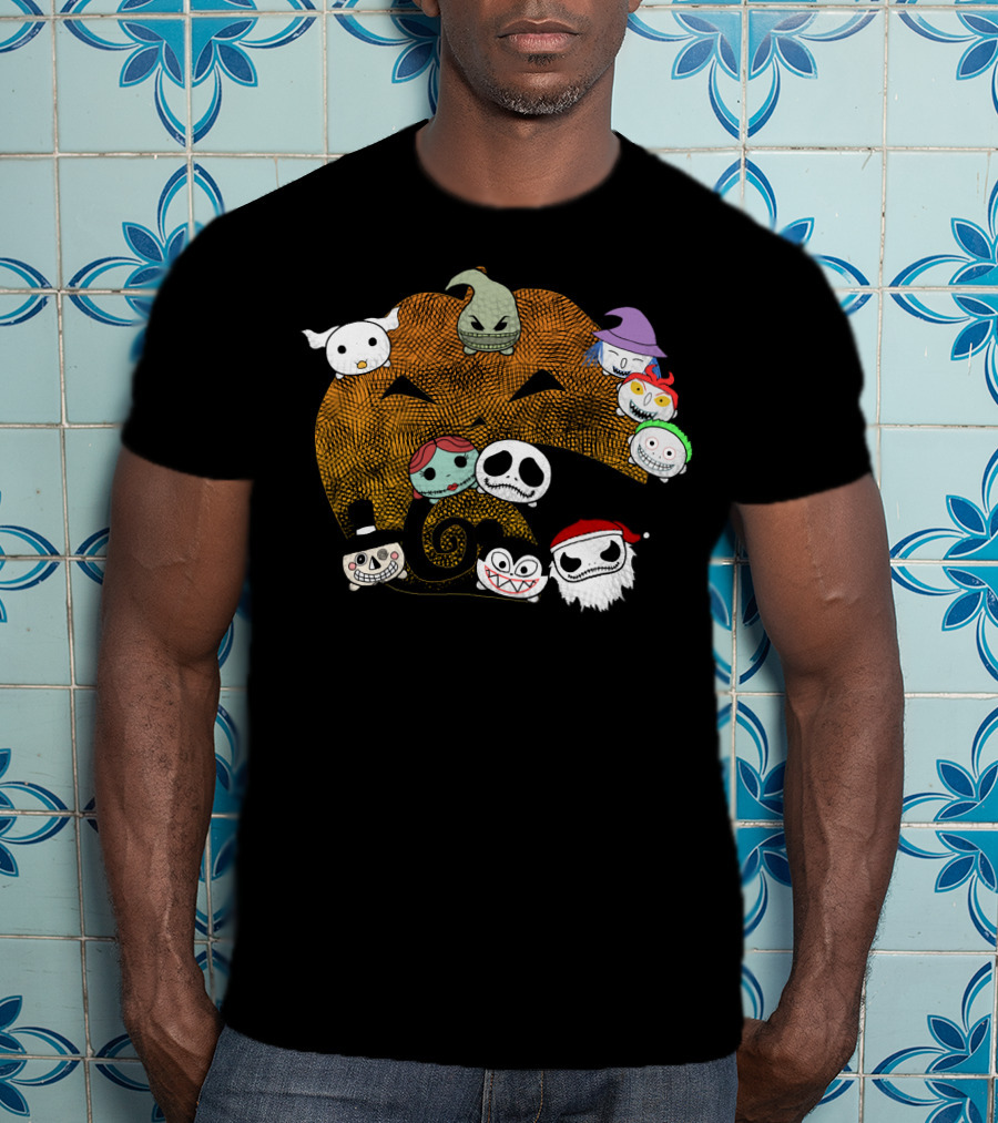 Pumpkin Oogie Boogie Jack Skellington Faces Halloween Characters T-Shirt