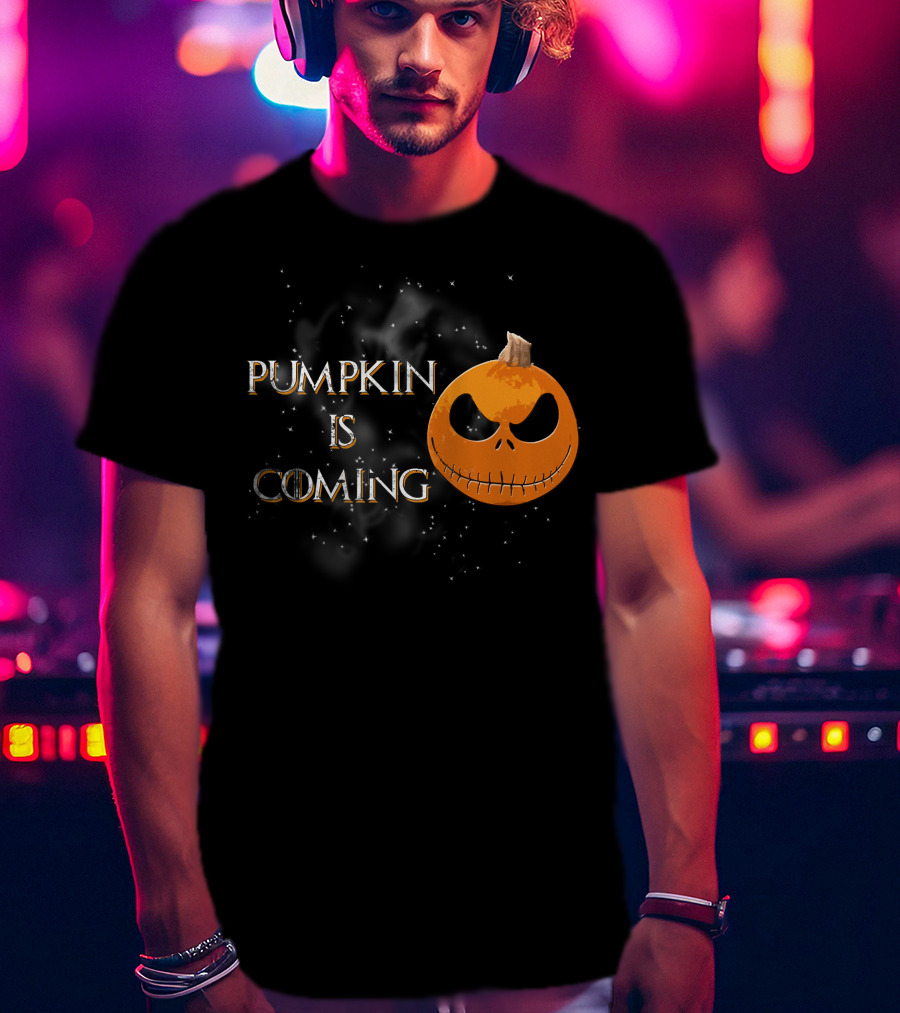 Pumkin Is Coming Halloween Jack-O'-Lantern Face T-Shirt