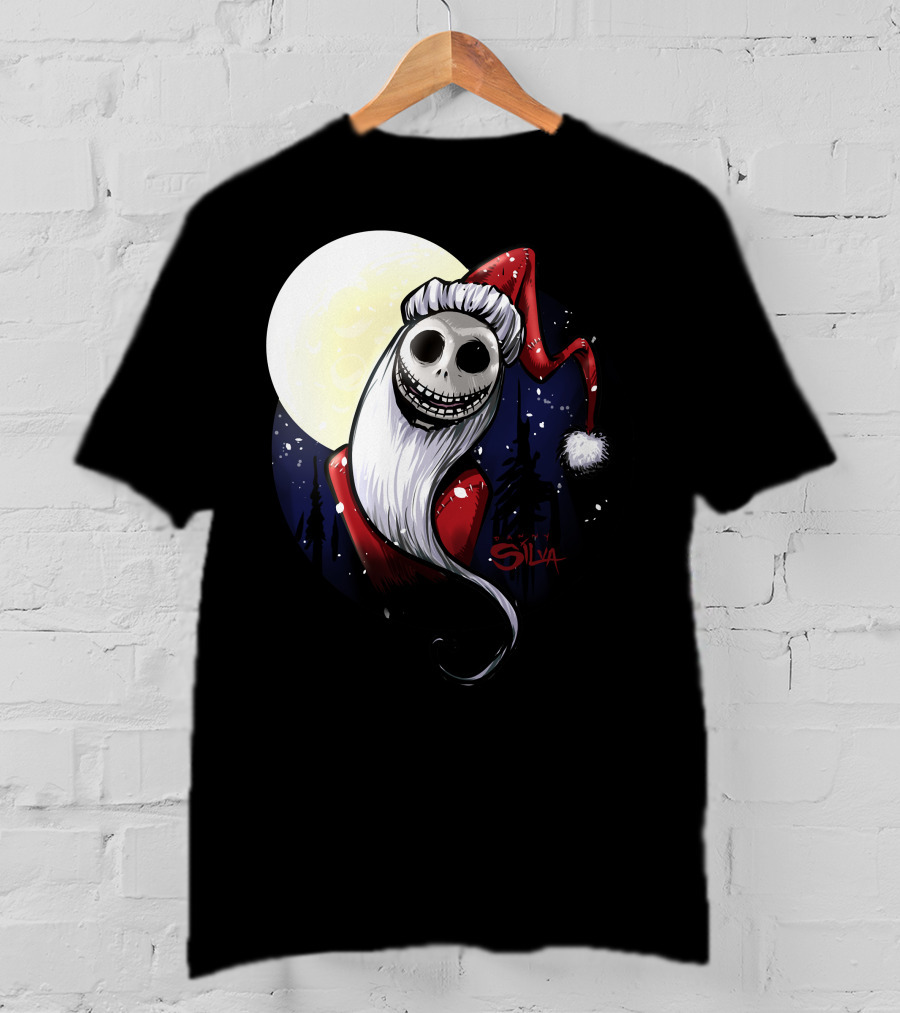 Santa Jack Skellington Moon Silva T-Shirt