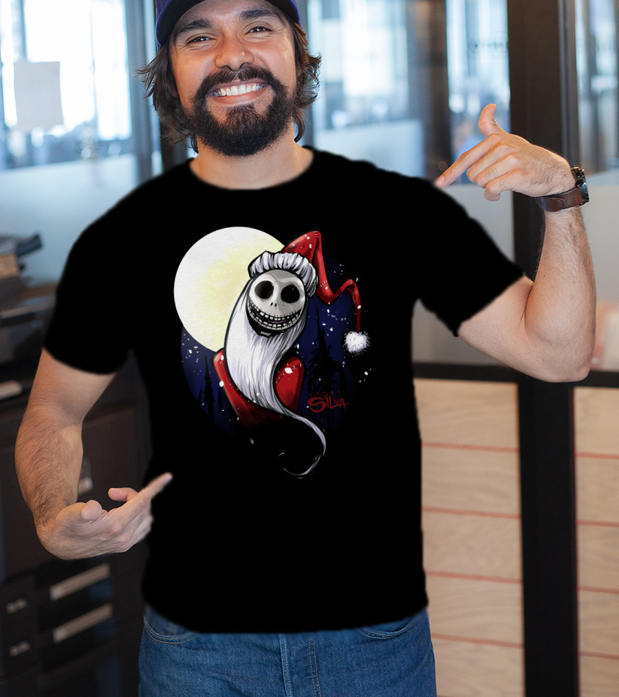 Santa Jack Skellington Moon Silva T-Shirt