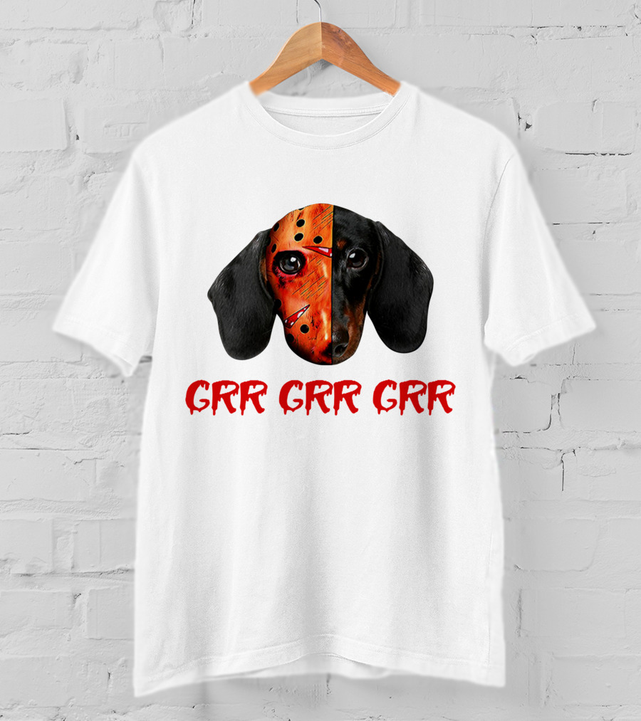 Ch Ch Ch Grr Grr Dachshund Jason Mask Mashup T-Shirt