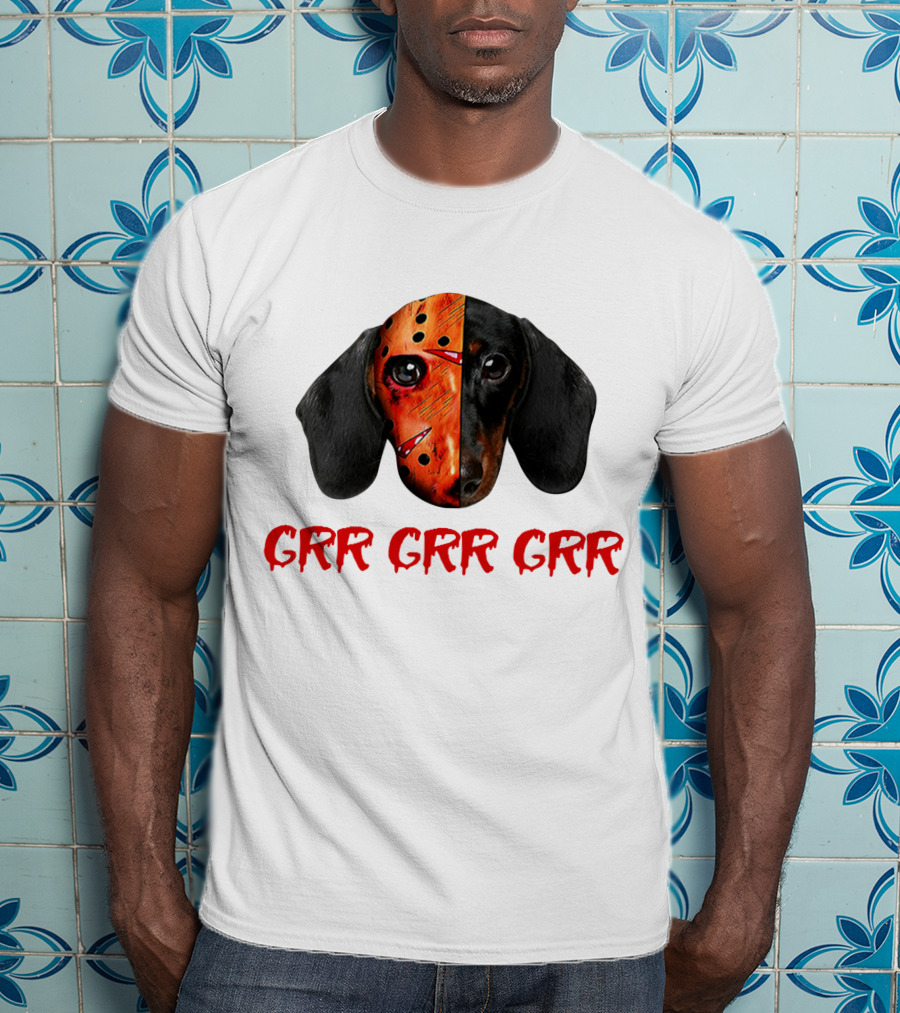 Ch Ch Ch Grr Grr Dachshund Jason Mask Mashup T-Shirt