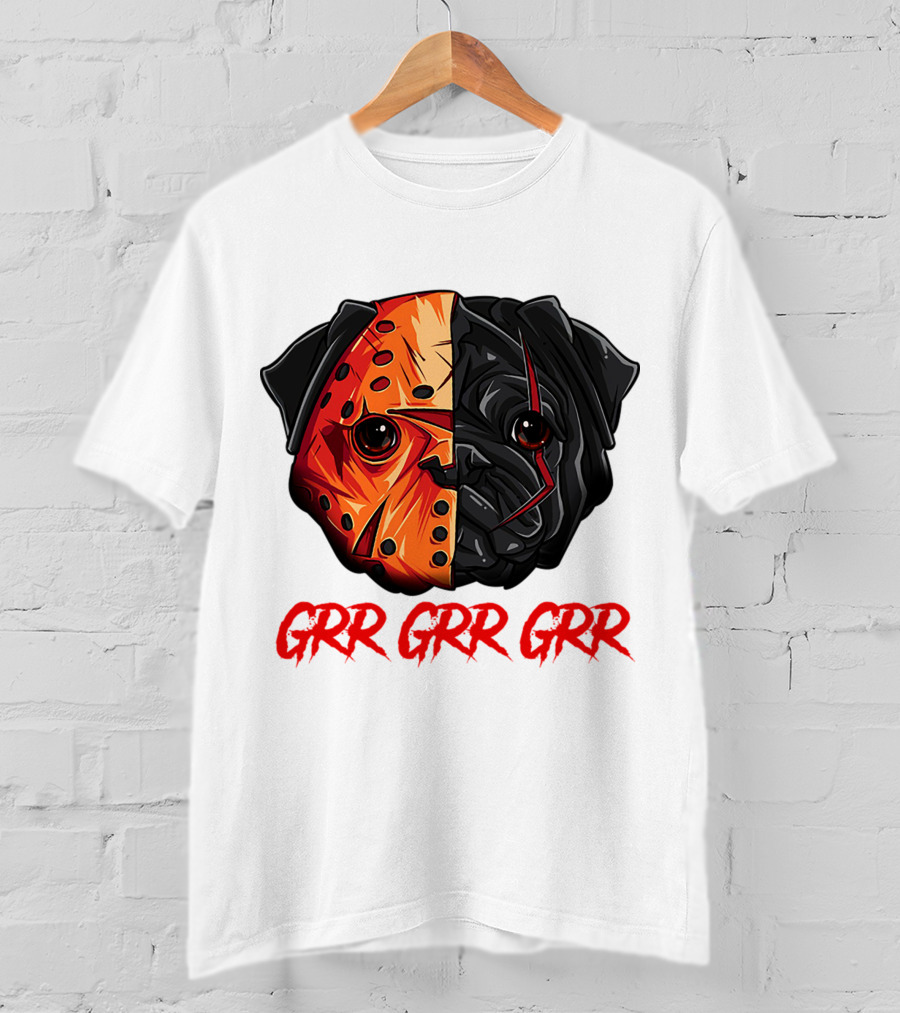 Grr Grr Grr Jason Dog Mask Pug Face T-Shirt
