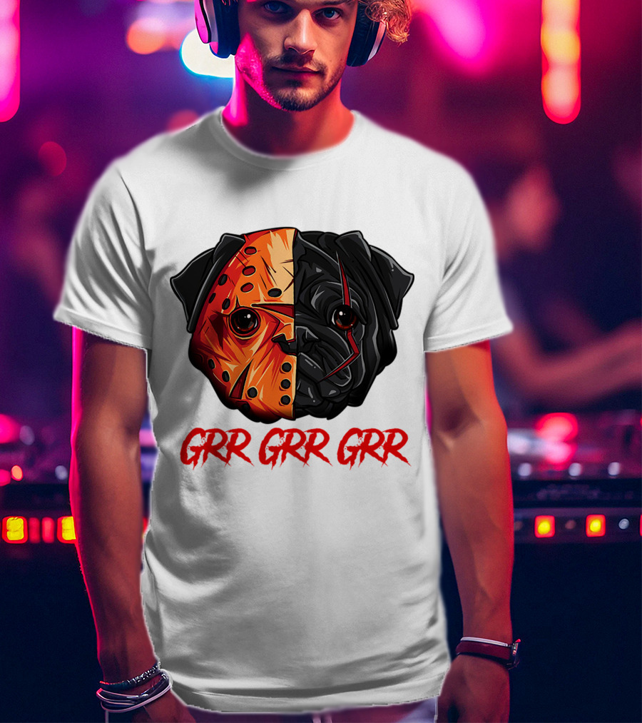 Grr Grr Grr Jason Dog Mask Pug Face T-Shirt