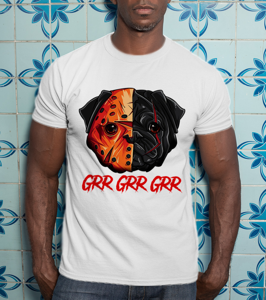 Grr Grr Grr Jason Dog Mask Pug Face T-Shirt