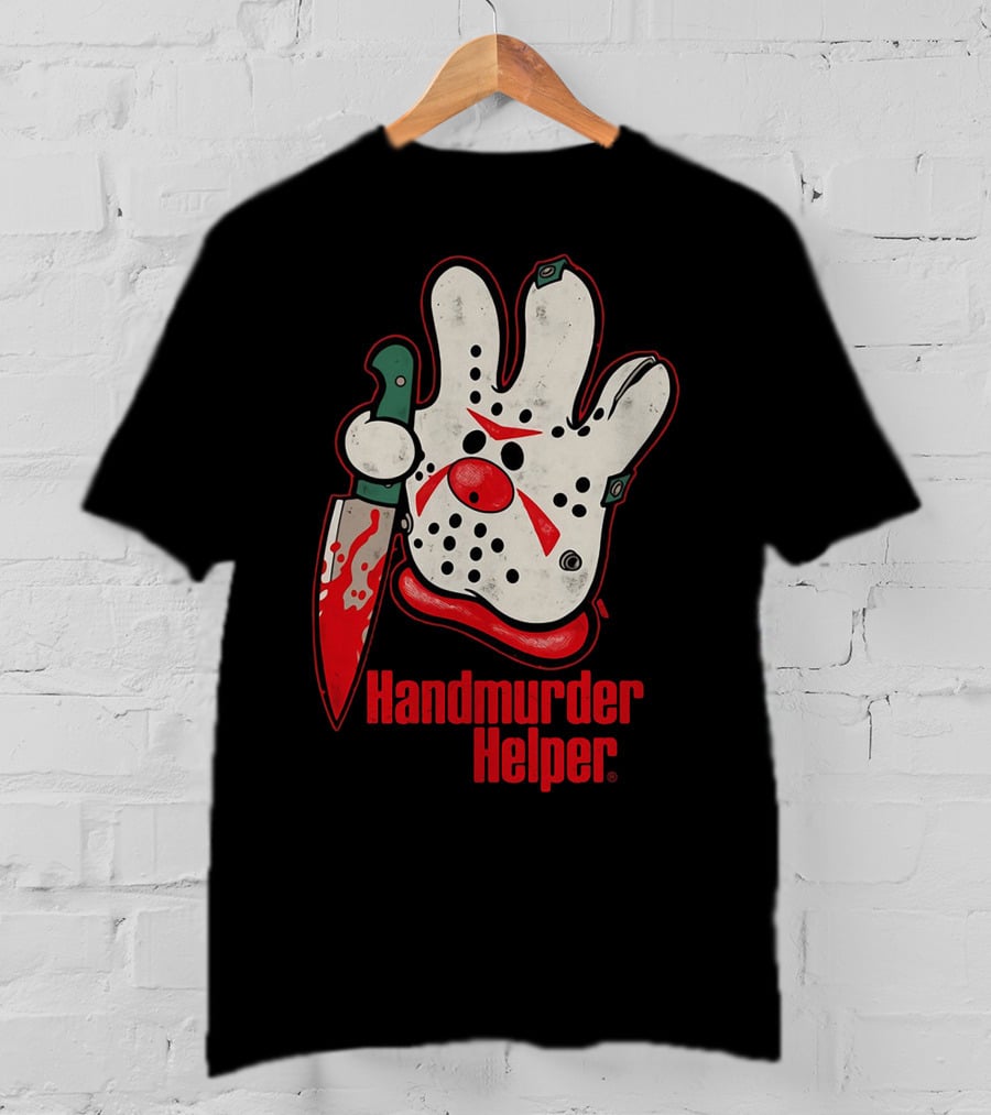 Handmurder Helper Bloody Knife Orange Glove Mask T-Shirt