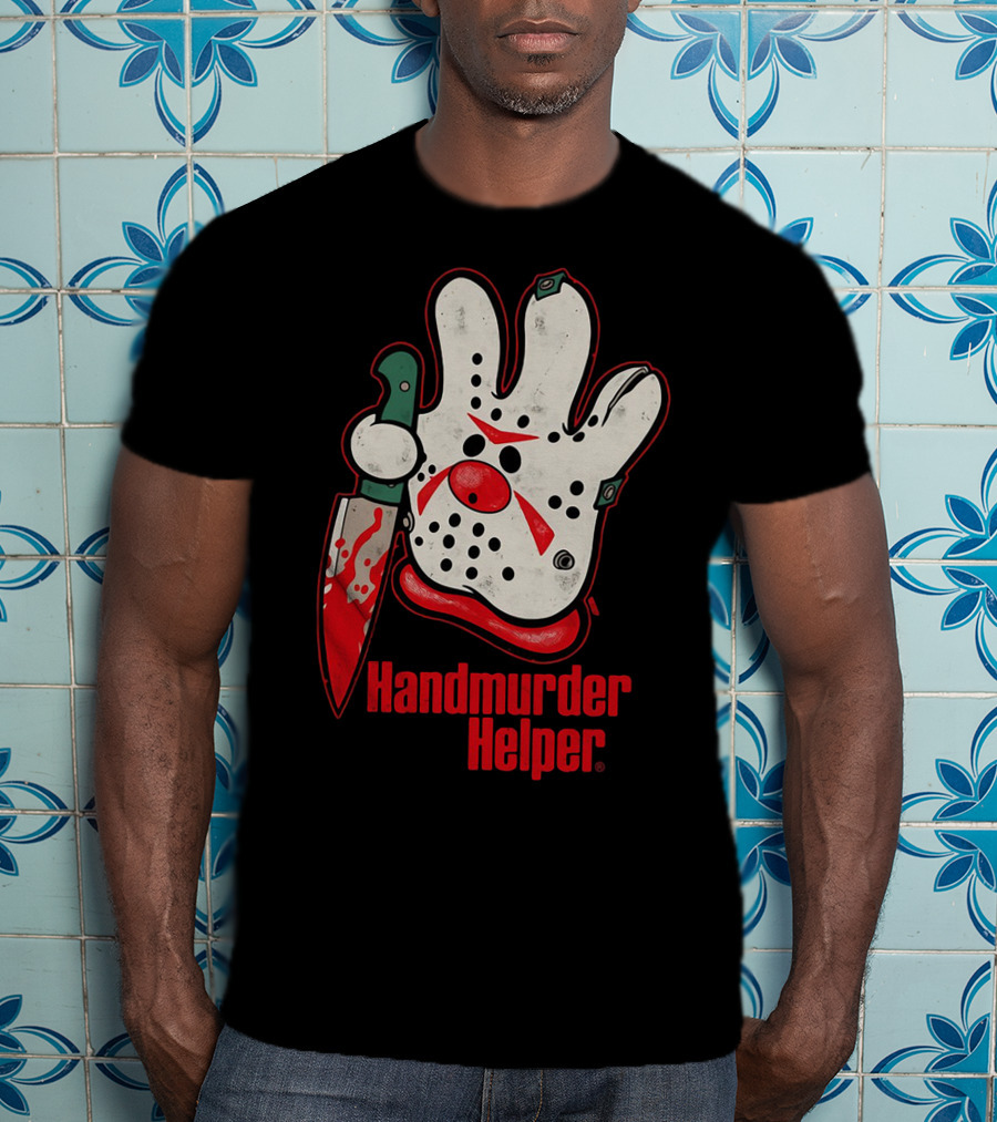 Handmurder Helper Bloody Knife Orange Glove Mask T-Shirt