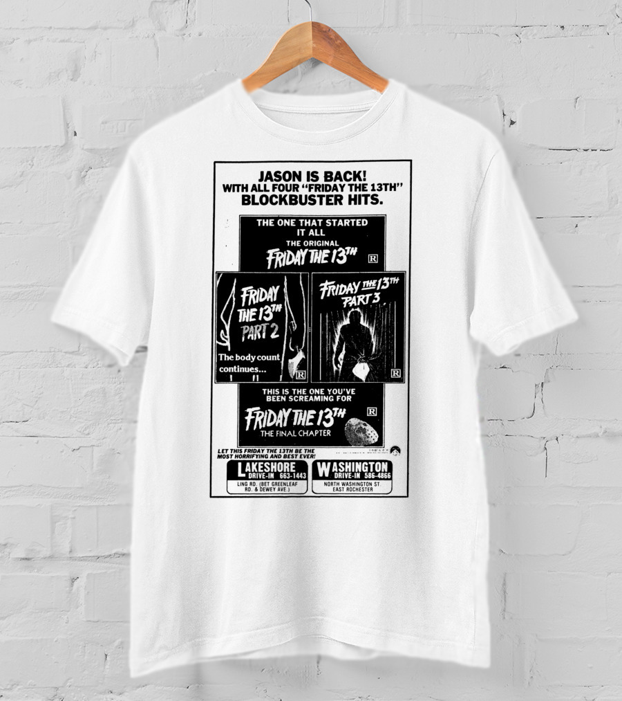 Jason Is Back With All Four Friday The 13th Blockbuster Hits T-Shirt