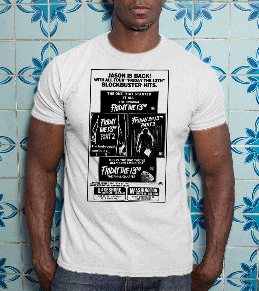 Jason Is Back With All Four Friday The 13th Blockbuster Hits T-Shirt